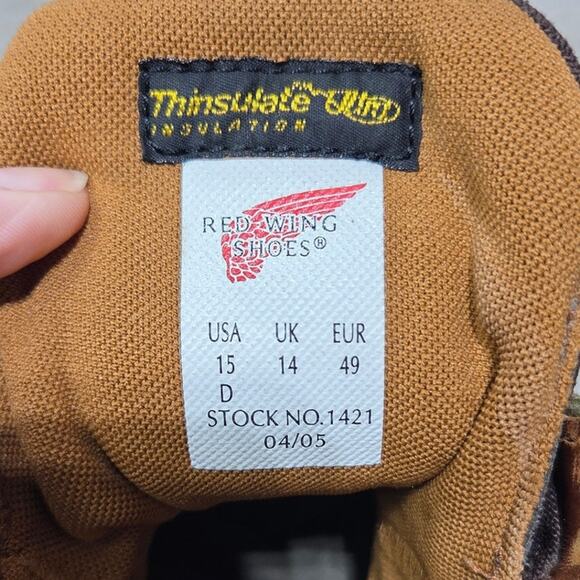 Red Wing Vintage Thinsulate 1421 Soft Toe Waterproof Men\'s Work Boots Size 15D main image 5
